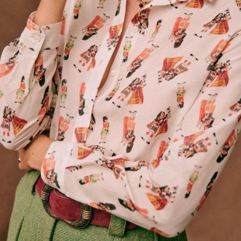 ISO Sézane Pierro Buttondown Blouse with Bagpipers Size 6 - Picture 2 of 2